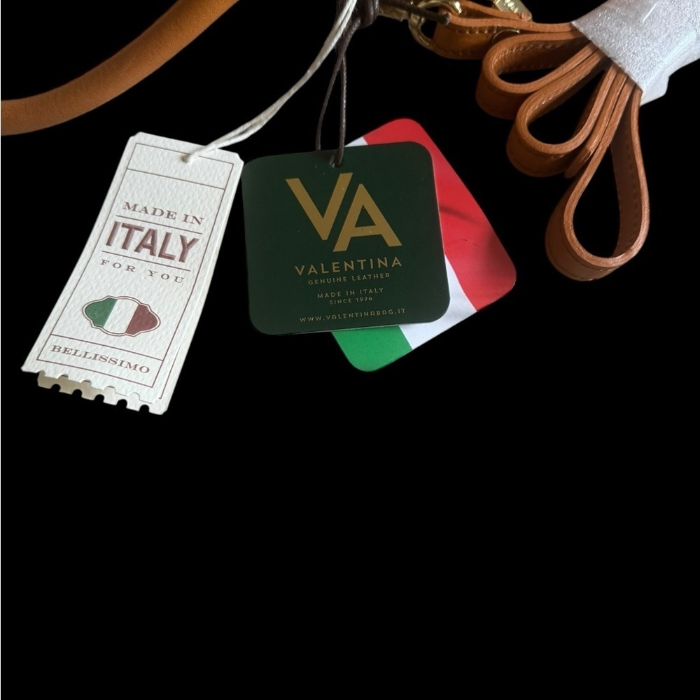 NWT Valentina Italian Leather Satchel - Cream & Brown 🇮🇹✨ - Picture 7 of 11